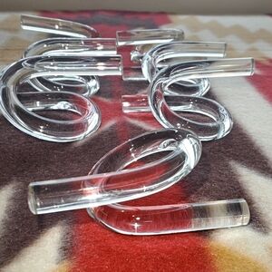 MCM Glass Spiral Napkin Rings Set Of 7 Vintage European